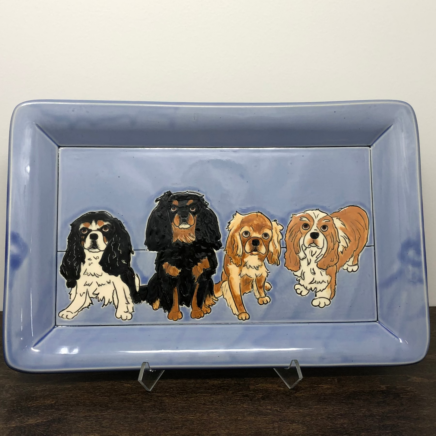 Custom Pet Tray Large Rectangular BLUE Glaze