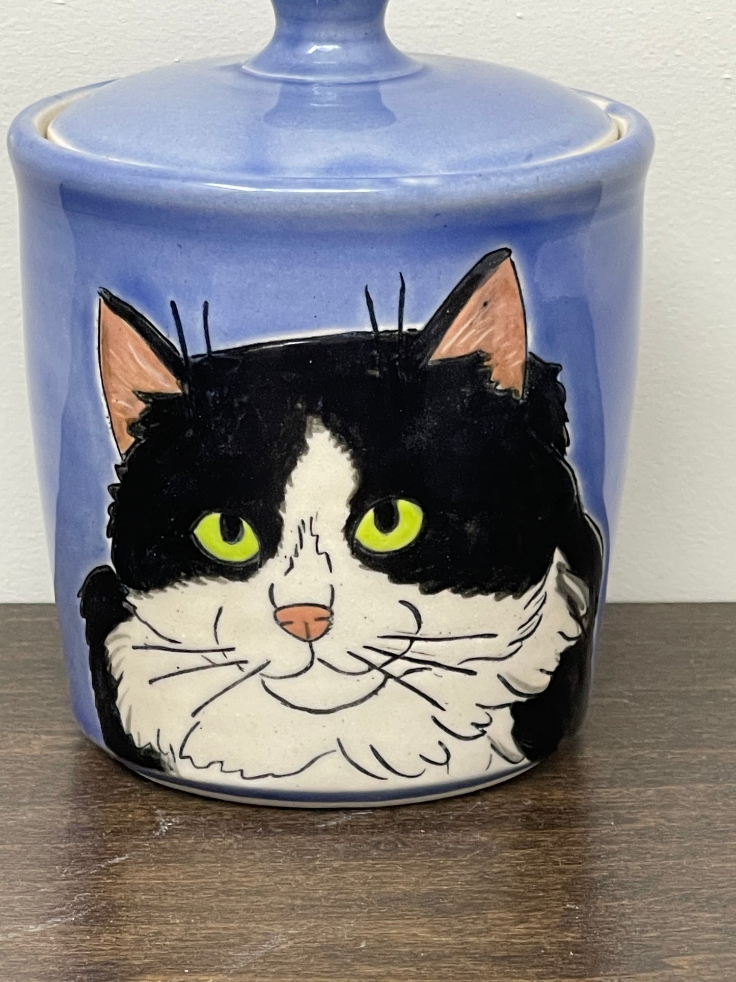 Custom Pet Treat Jar SMALL in BLUE Glaze