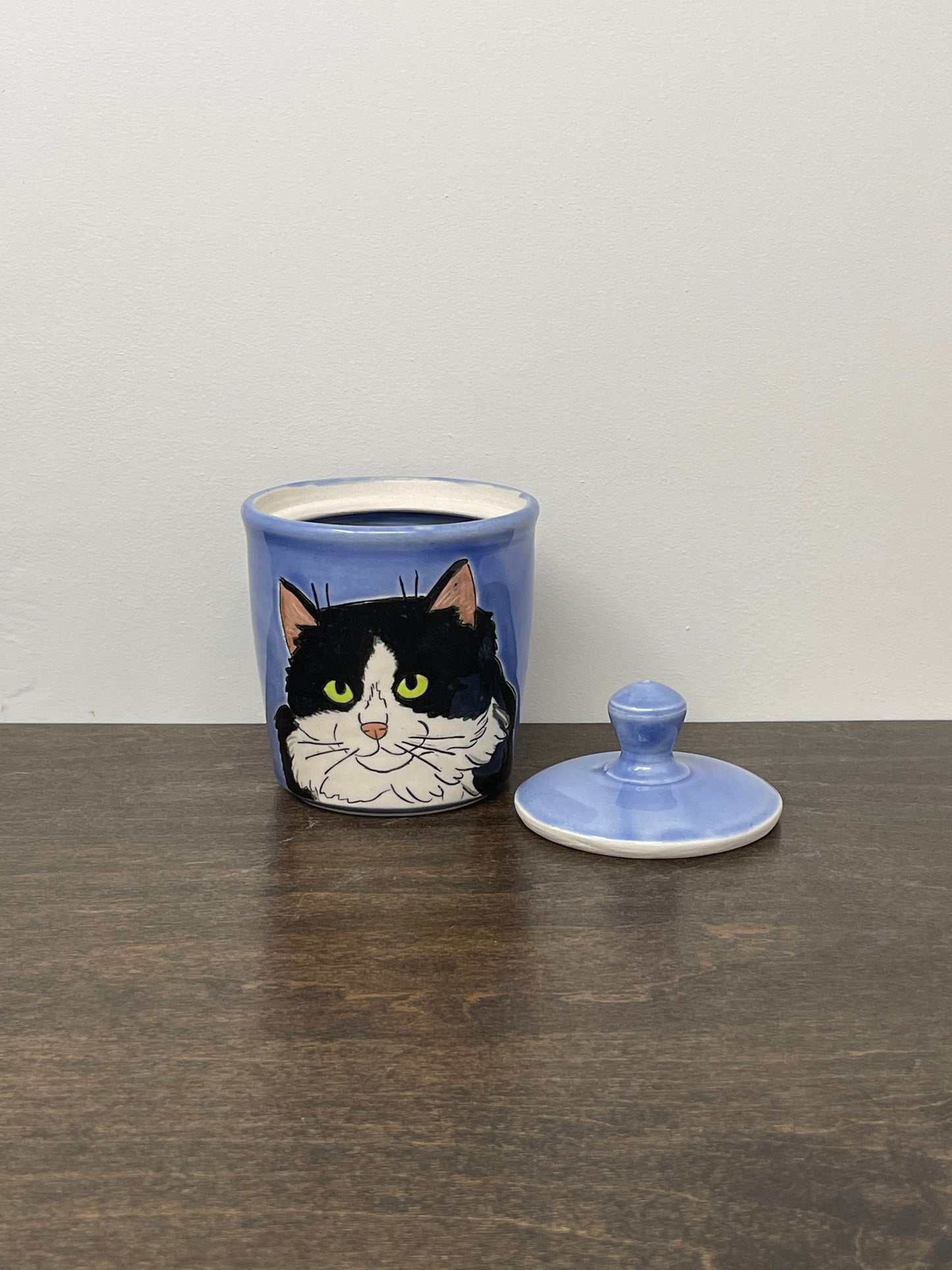 Custom Pet Treat Jar SMALL in BLUE Glaze