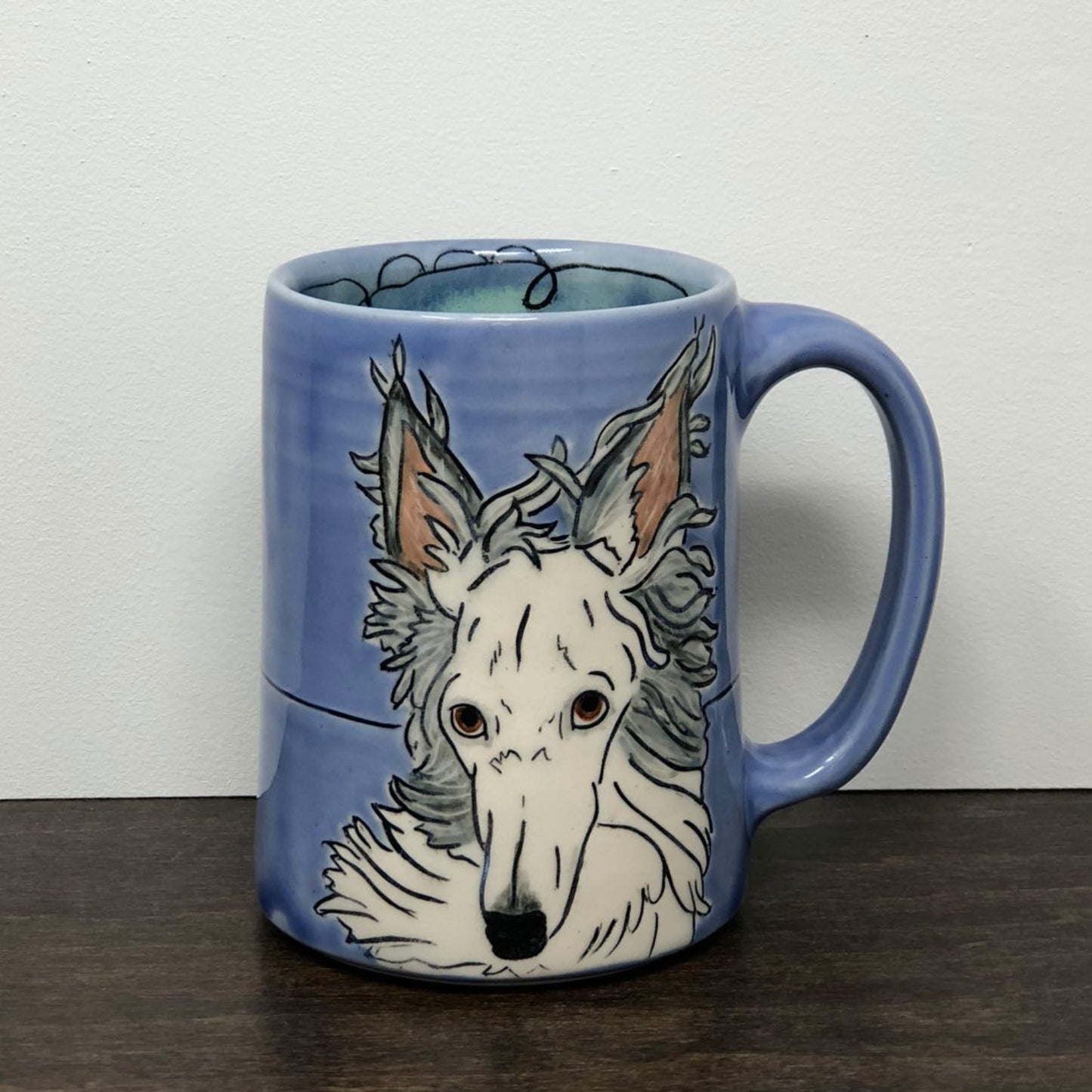 Custom Pet Portrait Mug in BLUE Glaze