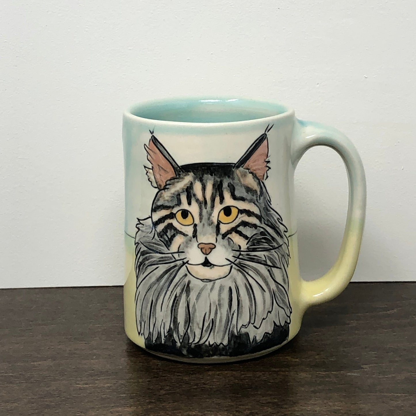 Custom Pet Portrait Mug in AQUA and YELLOW