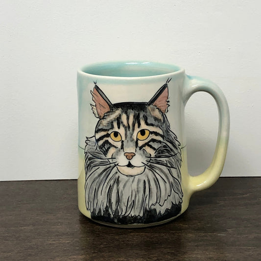 Custom Pet Portrait Mug in AQUA and YELLOW