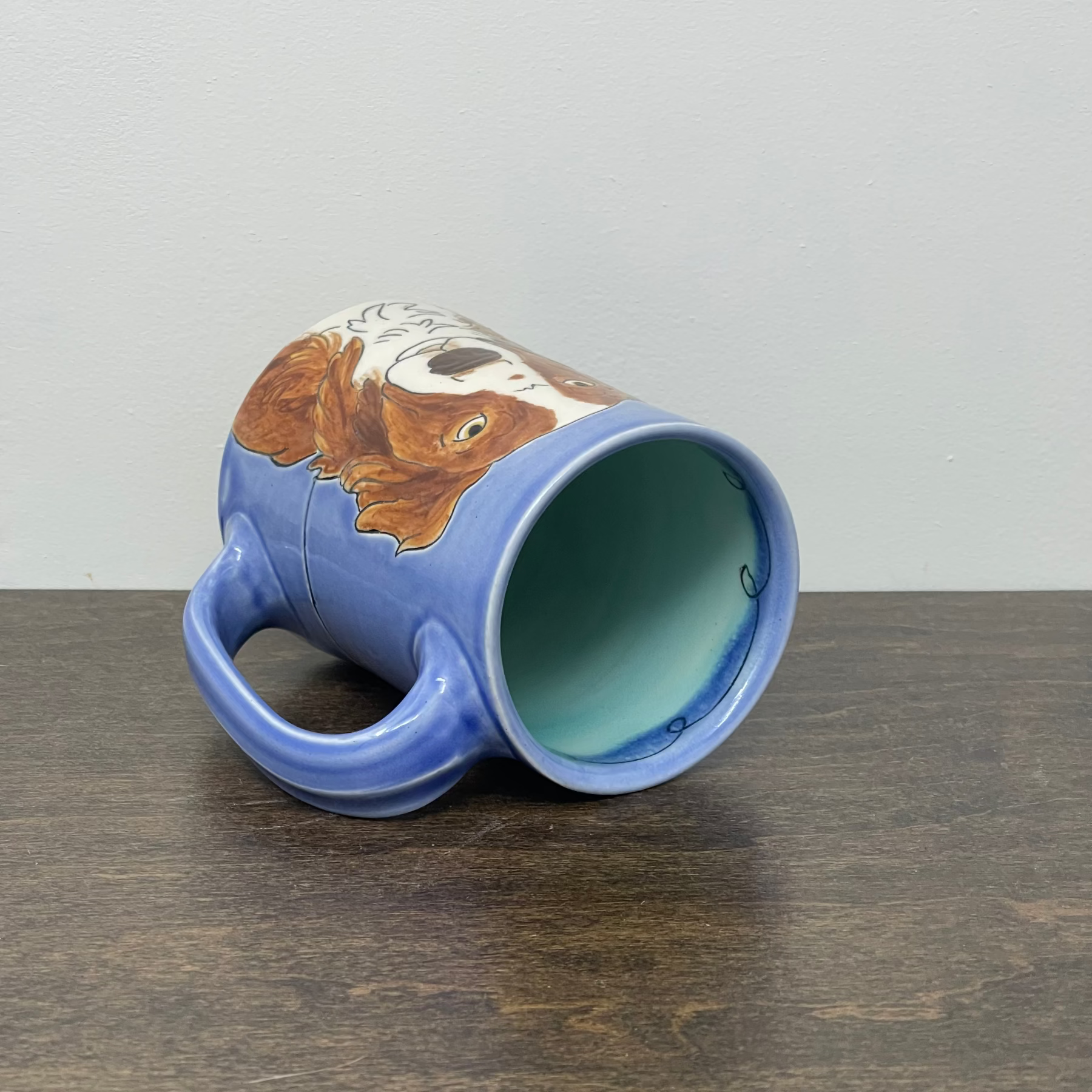 handmade custom mug  in blue glaze